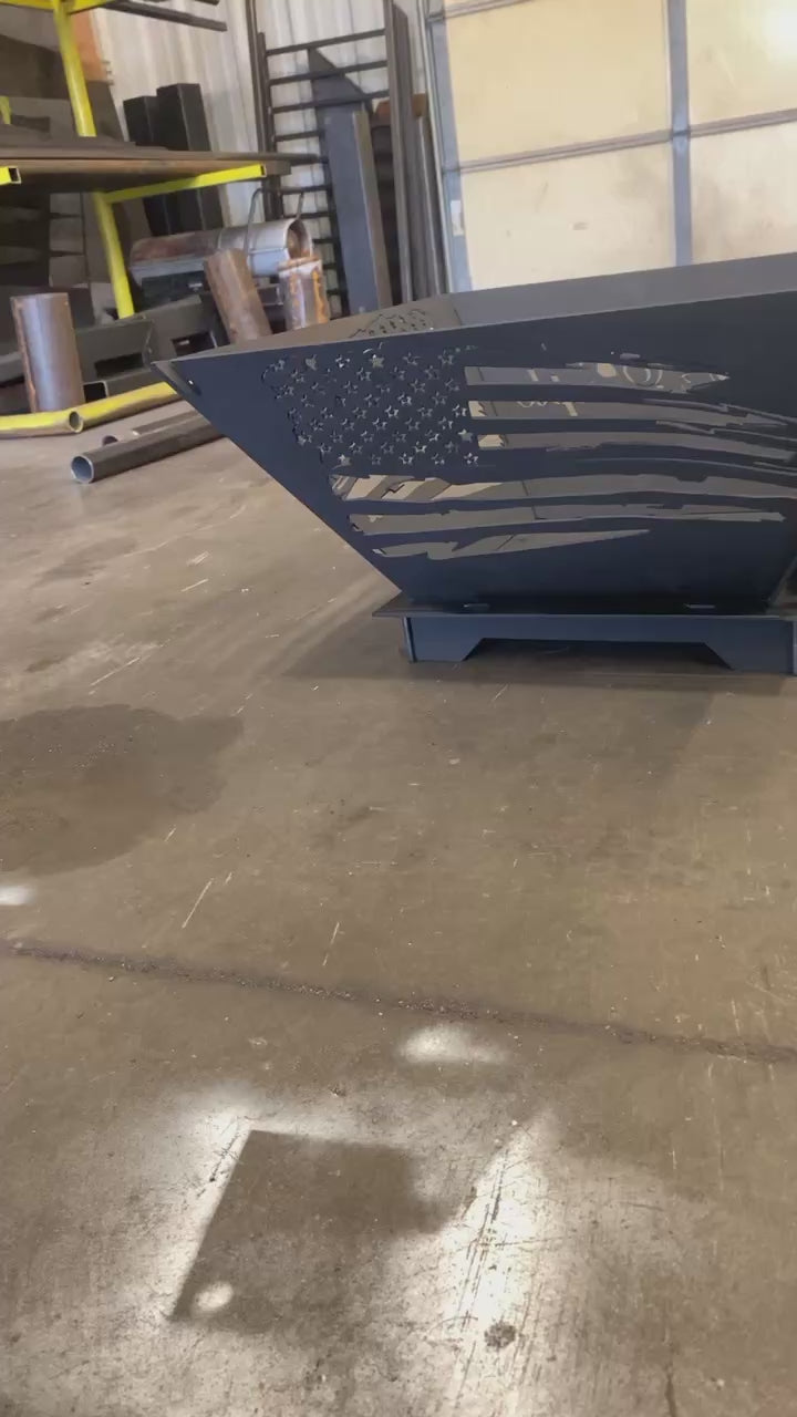 Tattered flag fire pit